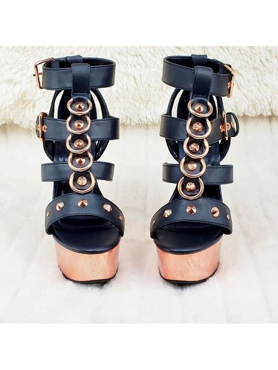 Pleaser Shoes - Delight 658 Rose Gold High Heel Platform Cage Sandals Shoes